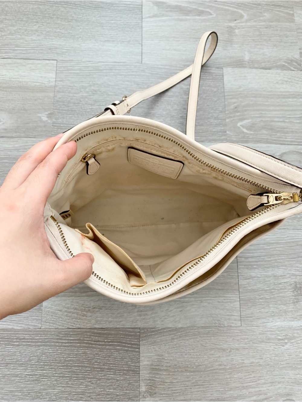 Coach Tan White Monogram Signature File Crossbody Bag - Picture 4 of 10